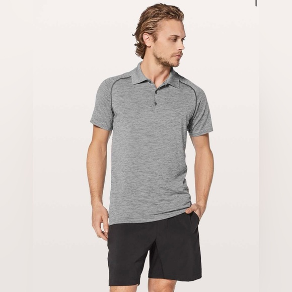 Men’s Lululemon Metal Vent Tech Polo Heather Slate‎ White Athleisure Anti Stink - Picture 1 of 10